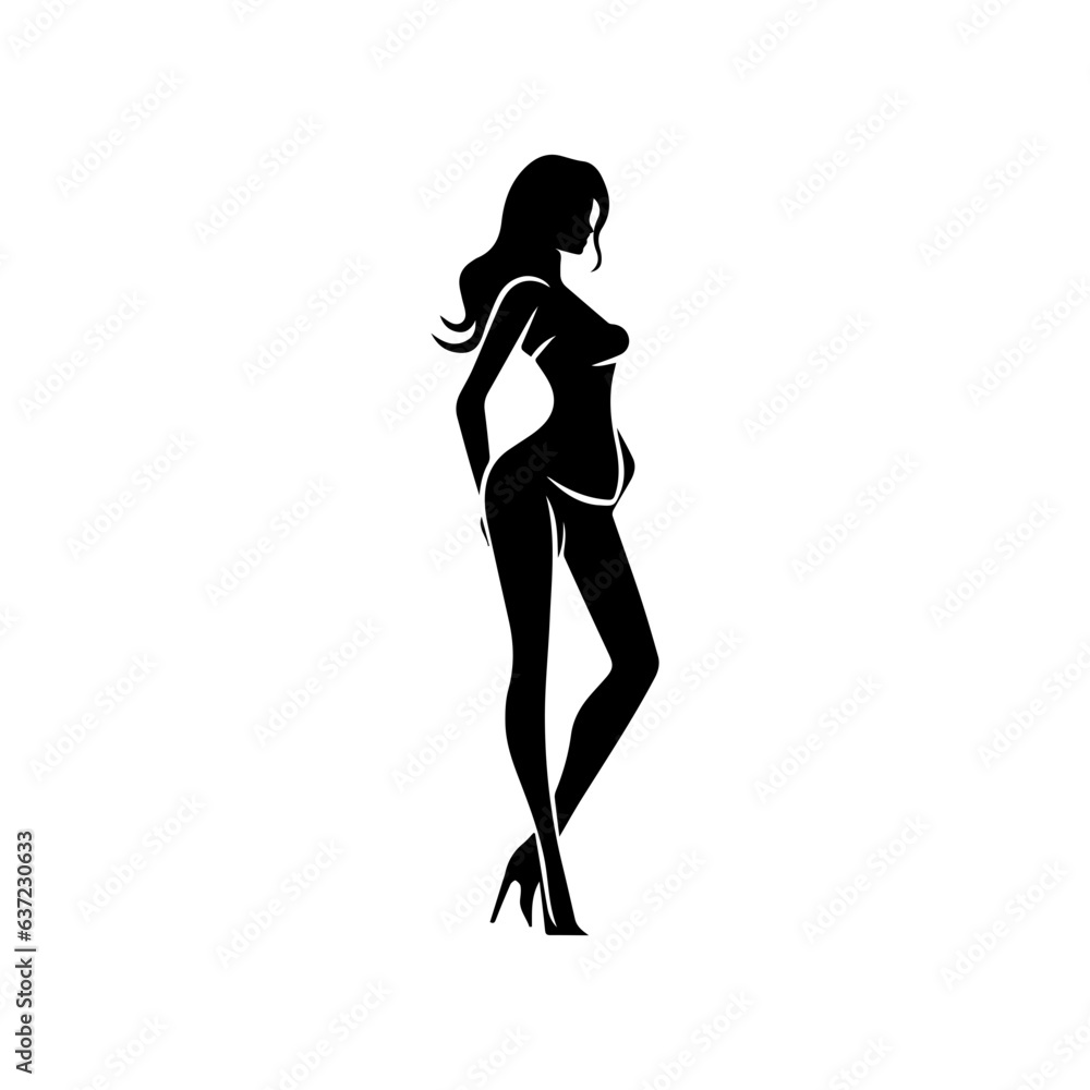 silhouette of a girl in a swimsuit silhouette of a girl in a swimsuit