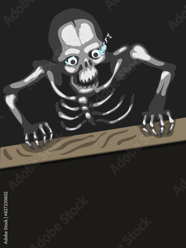 illustration of skeleton out from dark 