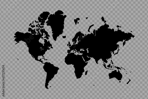 Transparent Background World Simple map