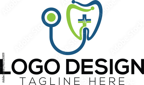 Stethoscope Logo design with dental logo concept