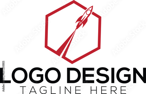 Vector rocket ship company logo template