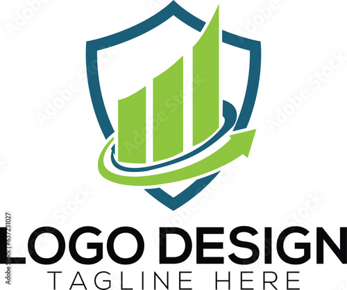 Shield logo with marketing logo design concept