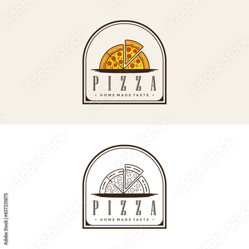 Pizza Logo Vector. Pizza logo template. Vector emblem for cafe, restaurant or food delivery service.