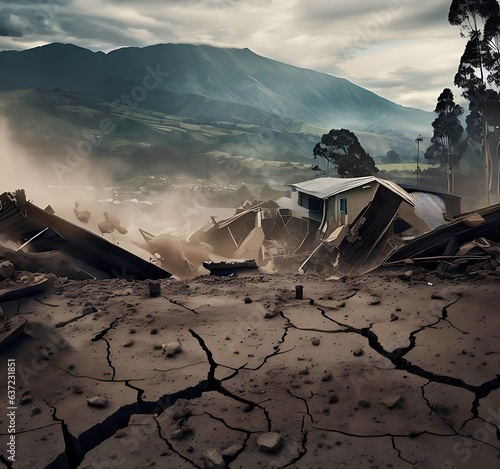 A powerful earthquake strikes the picturesque landscape of Ecuador photo