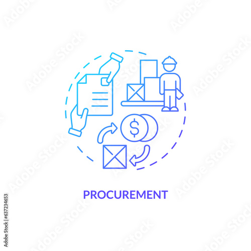 2D procurement gradient thin line icon concept, isolated vector, blue illustration representing vendor management.