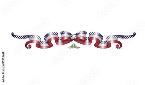 American flag ribbon illustrated with the argentine style drawing of Fileteado Porteño technic
