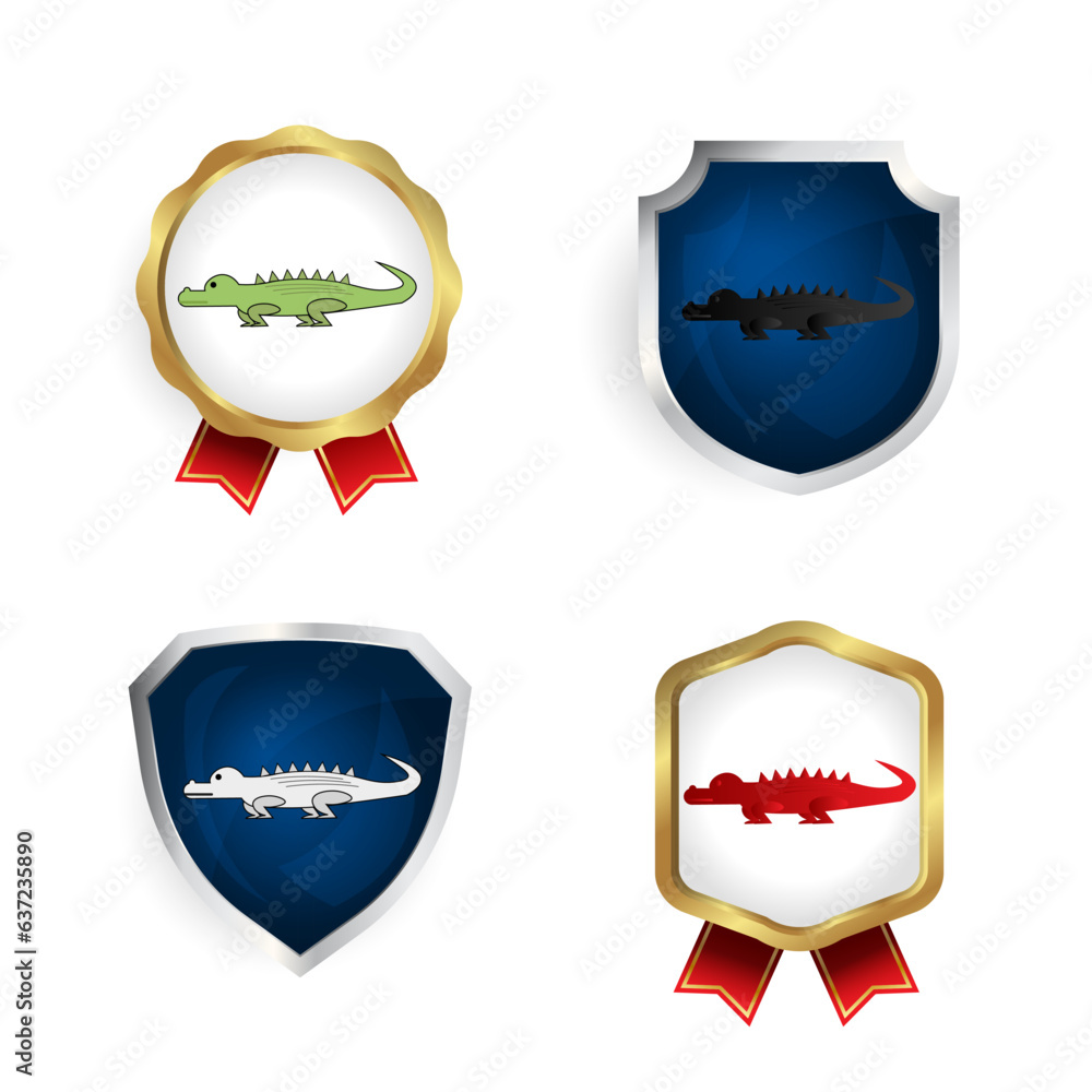 Abstract Flat Crocodile Animal Badge and Label Collection Abstract Flat Crocodile Animal Badge and Label Collection