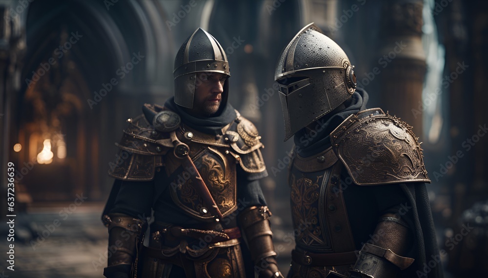 two crusaders wearing armor