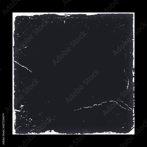 Paper cover with worn, dirty, scratches for retro cd, vinyl, music album. Grunge texture mockup, distressed edge overlay frame, rough vintage template, vector illustration