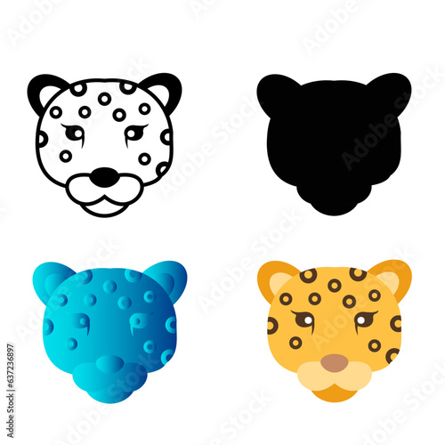 Abstract Flat Leopard Head Silhouette Illustration