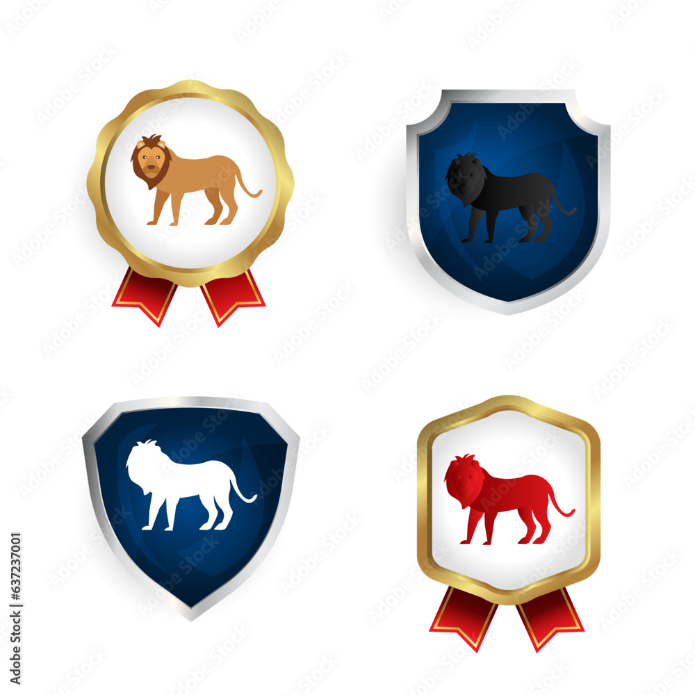 Abstract Flat Lion Animal Badge and Label Collection Abstract Flat Lion Animal Badge and Label Collection