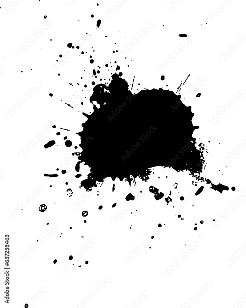 black ink splash splatter watercolor brush painting in grunge graphic style