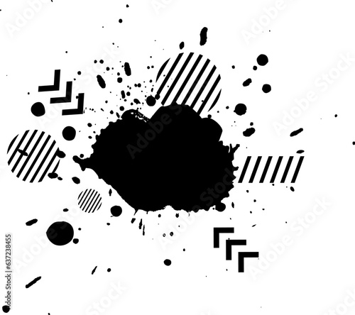 black dot ink painting brush splash splatter with grunge graphic element decorative