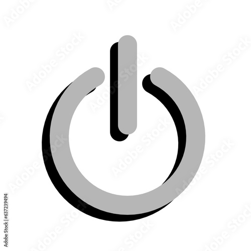 gray shutdown power icon button with shadow