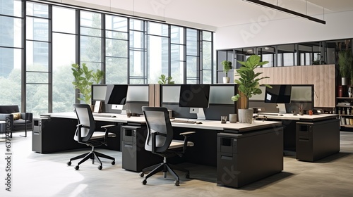 modern white interior workspace open plan clean clear cosy space for working office desigh ideas concept ai generate