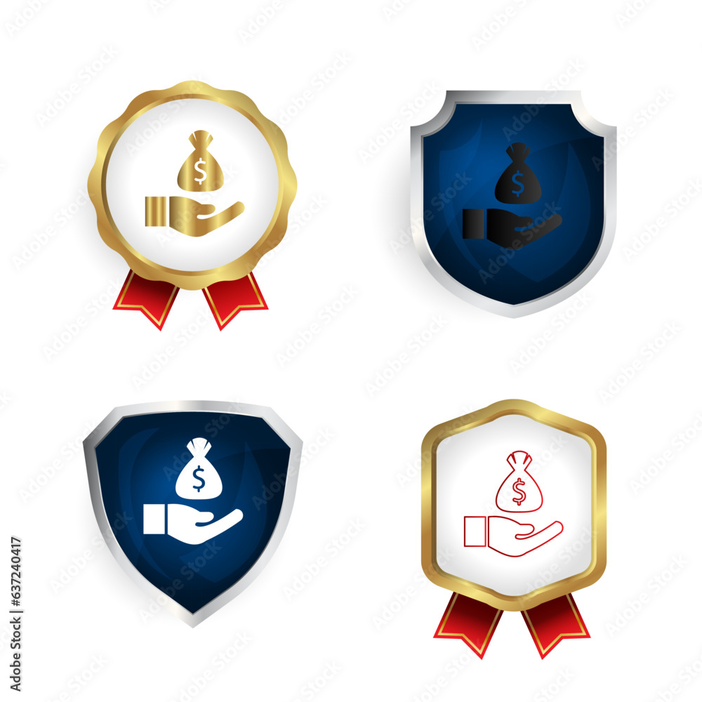 Abstract Hand Money Badge and Label Collection Abstract Hand Money Badge and Label Collection