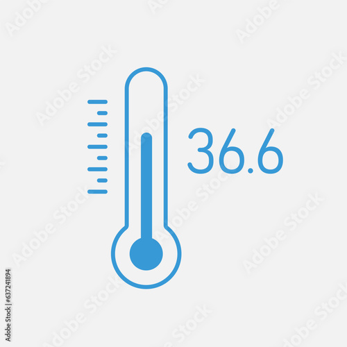 Canvastavla Thermometer with scale and indicator of a healthy person 36,6 temperature