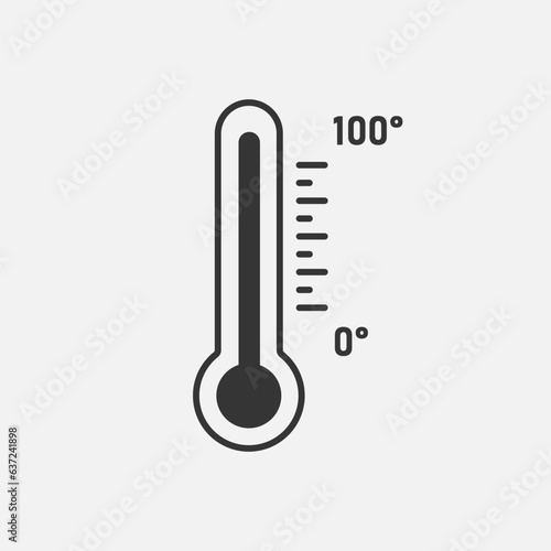 Obraz na płótnie Thermometer with scale from 0 to 100 line icon