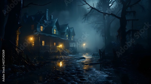 Dolce Terrore: Vecchia Casa Avvolta dalla Luce Soave di Halloween