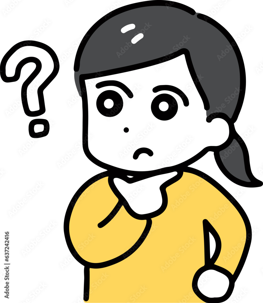 Naklejka premium 考えている私服の若い女性(上半身)