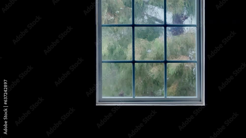 Tropical rainy day and house interior window 