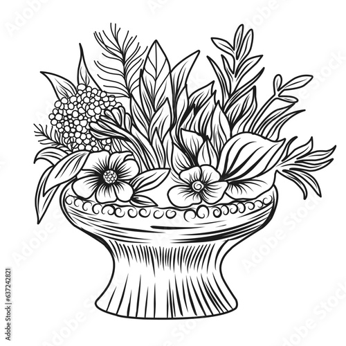 fall coloring page. Autumn composition linear illustration.Autumn coloring book for children.