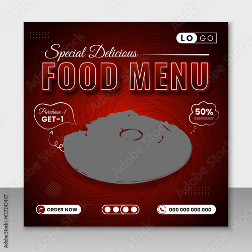 Food menu social media post design and web banner  template