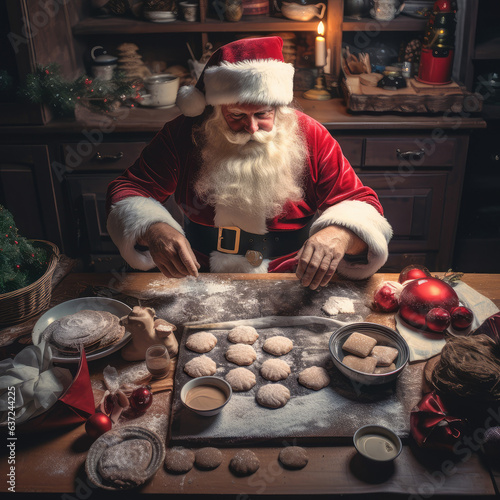 Santa Claus cooking Christmas cookie. Generative ai