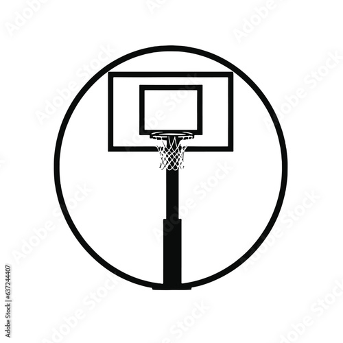 A classic basketball hoop and backboard in round, vector illustration