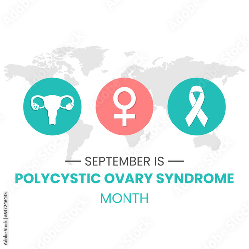 September is Polycystic Ovary Syndrome month Icon Set Vector Illustration