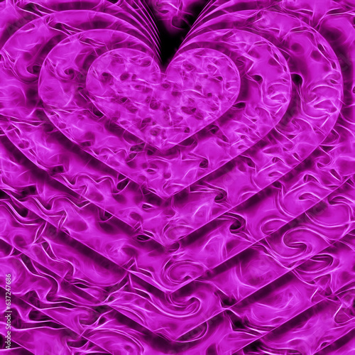 Fotografi concentric vivid purple heart shaped pattern and design representing bravery and