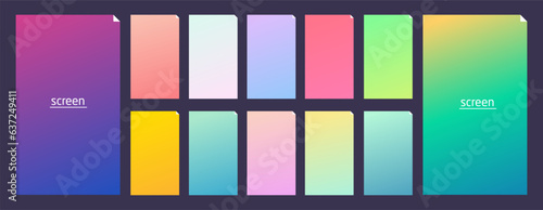Soft pastel gradient smooth and vibrant color background set for devices, pc and modern smartphone screen soft pastel color backgrounds vector ux and ui design illustration
