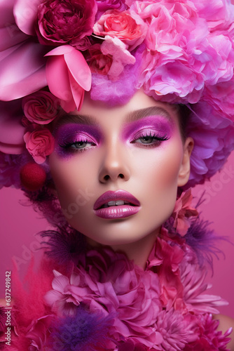 Photo beauty face professional makeup  cosmetics flower