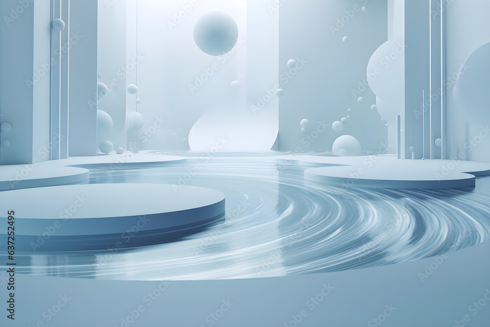 3d render of white podium in the desert with waves and blue sky AI Generative Illustration. Podium for product shoot. 3d render of white podium in the desert with waves and blue sky AI Generative Illustration. Podium for product shoot.