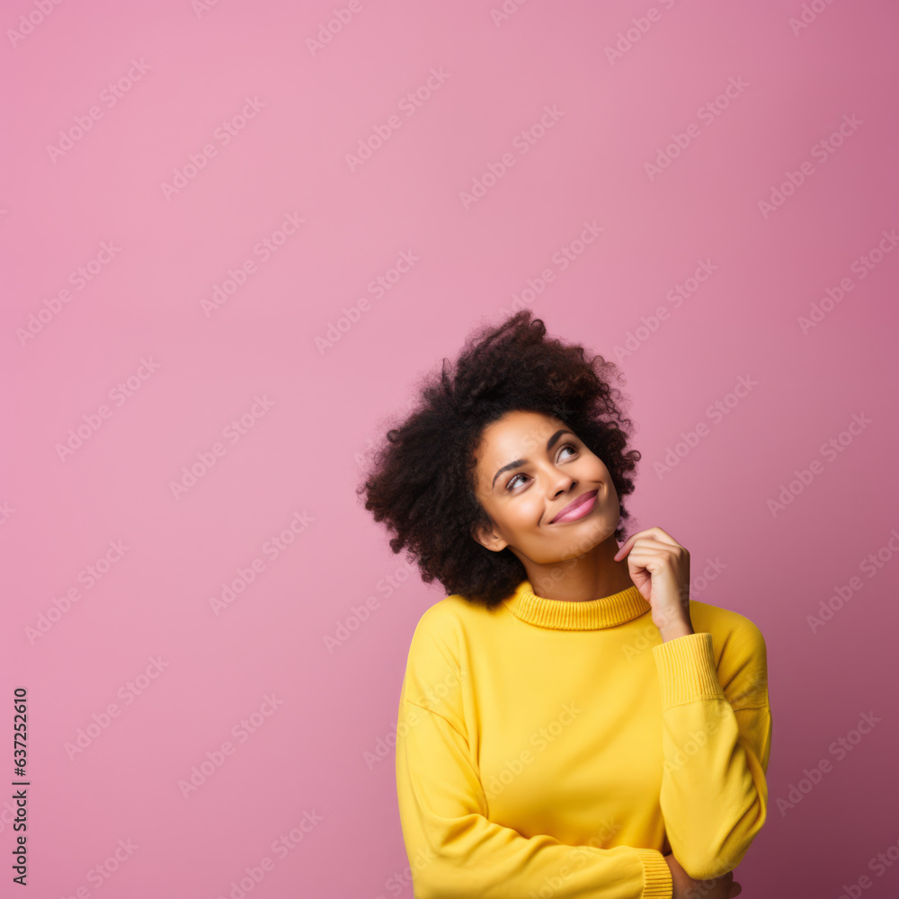 Portrait of a young African American woman with a studio background. Generative AI. Portrait of a young African American woman with a studio background. Generative AI.