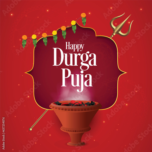 Vector illustration of dhunuchi in Durga Puja, Dussehra Navratri background