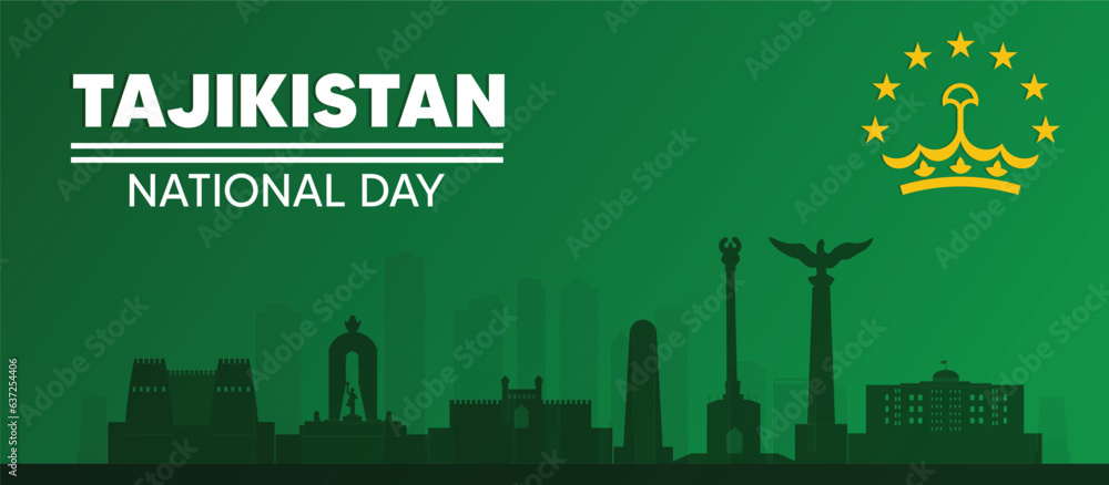 Tajikistan cityscape national day celebration poster vector