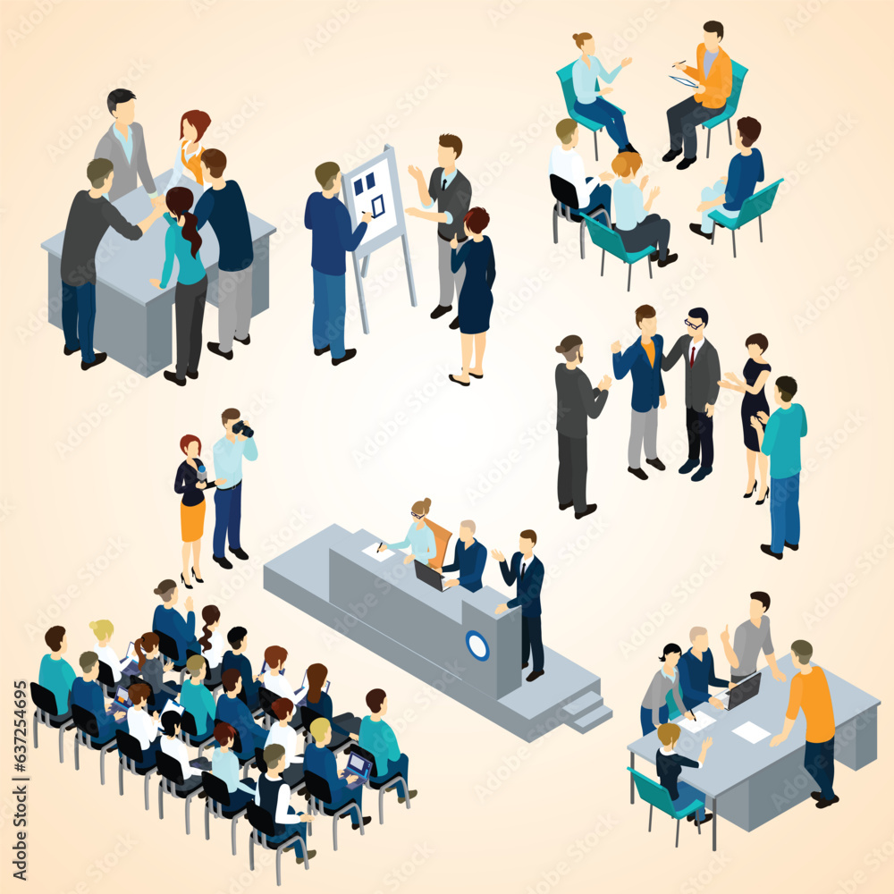 isometric people teamwork set isometric people teamwork set