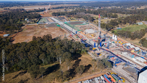 Photography Aerial drone view of the construction site of the new metro station at Orchard H