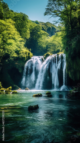 waterfall in the forest.Generative Ai