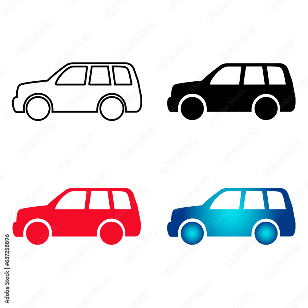 Abstract Family Car Silhouette Illustration