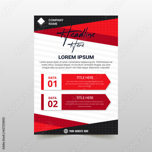 Abstract Elegant Red Flyer Template With Diagonal Shape