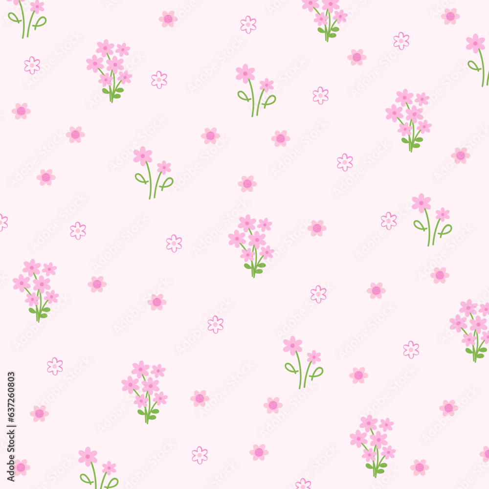Flowers on pastel pink background for spring, summer wallpaper, floral print, girly pattern, nature, garden, backdrop, garment, picnic blanket, duvet, plants, textile, kid and baby fabric, curtain Flowers on pastel pink background for spring, summer wallpaper, floral print, girly pattern, nature, garden, backdrop, garment, picnic blanket, duvet, plants, textile, kid and baby fabric, curtain