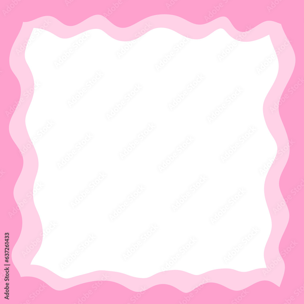 Cute pink curve frame illustration png