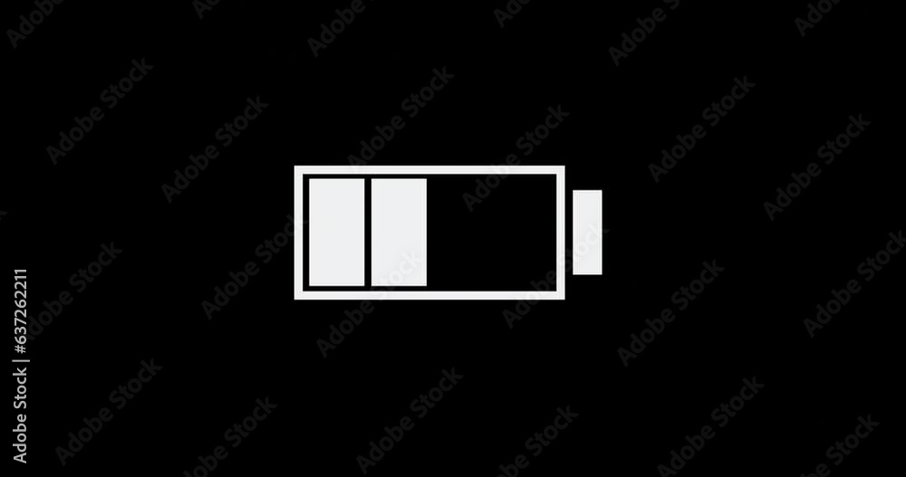 animation of battery icon for phone or camera display to indicate full, empty or charging. animation of battery icon for phone or camera display to indicate full, empty or charging.