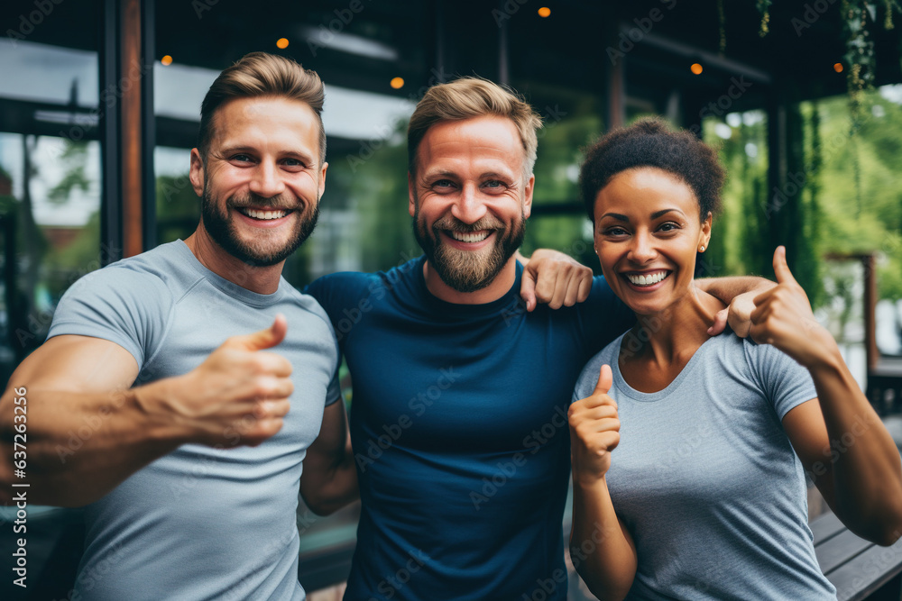 Fototapeta premium Fitness friends embracing fun lifestyle