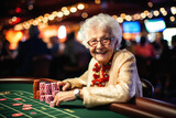 portrait of elderly woman in casino