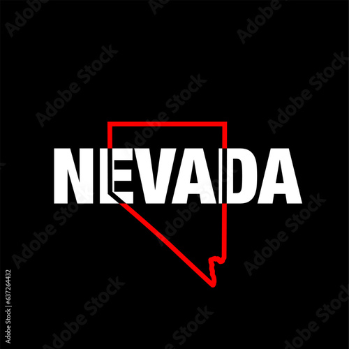 Nevada map typography icon. Nevada usa map lettering