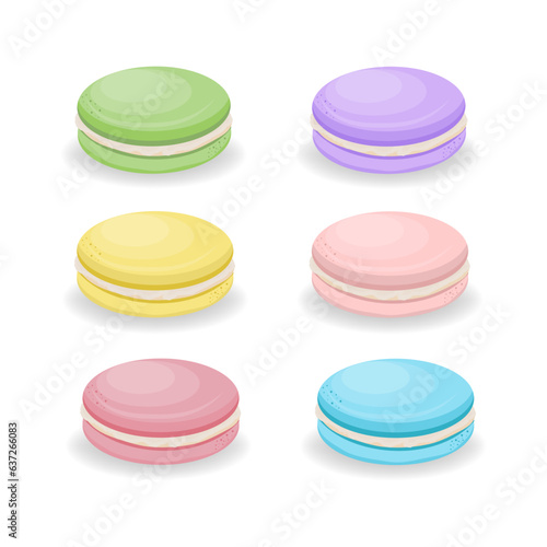 Obraz na płótnie Group of colorful macaroons in different flavor, vector illustration w salonie