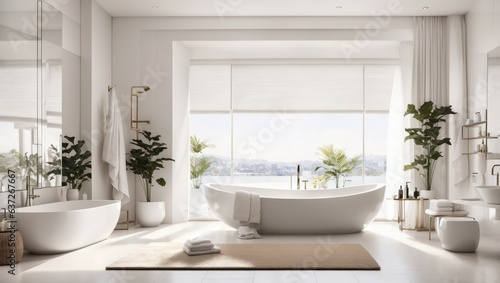 "Contemporary Elegance: Design a Stylish Modern Bathroom with Neatly Folded Towels" © Famahobi